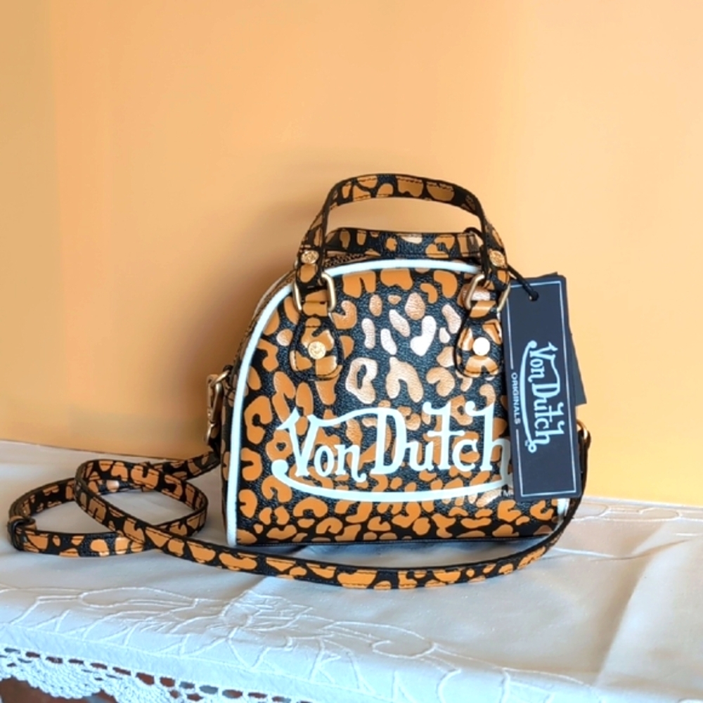 NWT Von Dutch Orange Cheetah Bowling Bag 